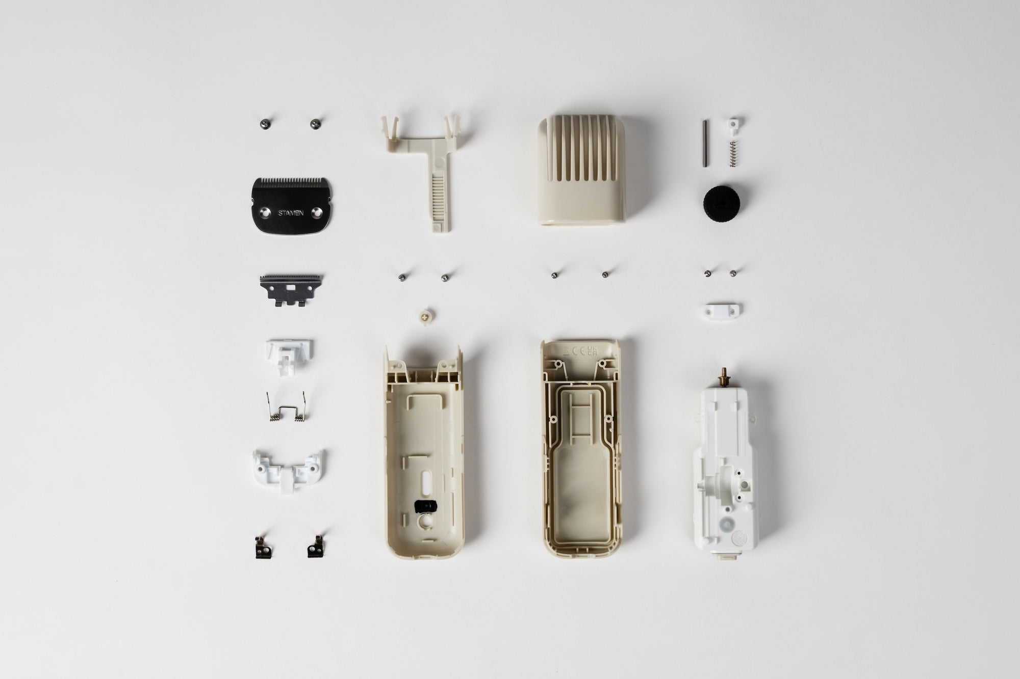 Set of STAMEN mechanical components on a white background